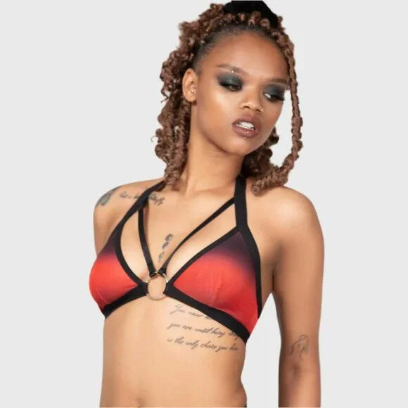 Killstar ✦ Dazzling Performance Bra & Panty Set ✦ Red Black Strappy Gothic NWT